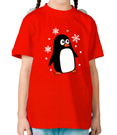 Детская футболка Пингвин под снегом