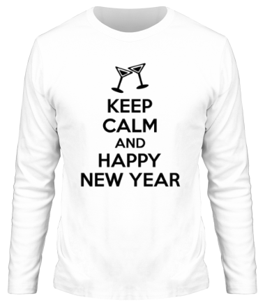 Мужская футболка длинный рукав Keep calm and happy new year