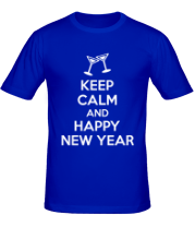 Мужская футболка Keep calm and happy new year фото