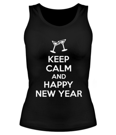 Женская майка борцовка Keep calm and happy new year