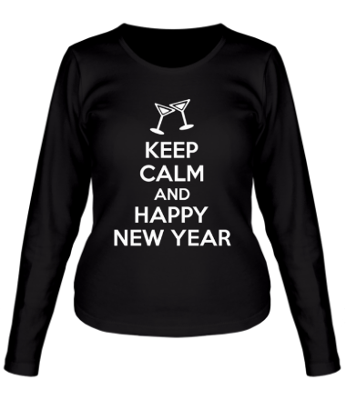 Женская футболка длинный рукав Keep calm and happy new year