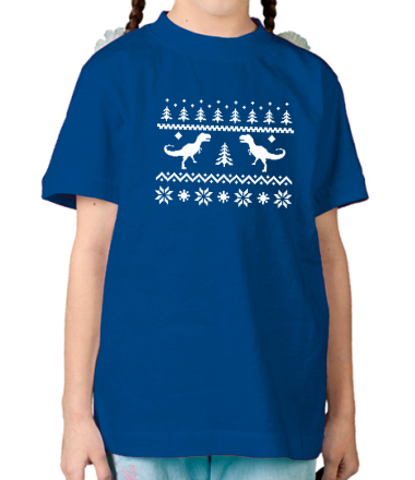 Детская футболка Зимний узор с динозаврами