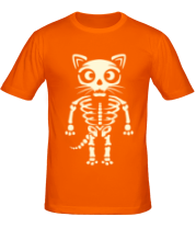 Мужская футболка Кот скелетик (свет) фото