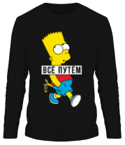 Мужская футболка длинный рукав Барт Симпсон Всё путем фото