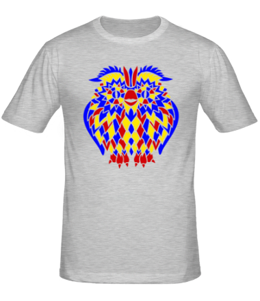 Мужская футболка Сова разноцветная мозаика