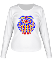 Женская футболка длинный рукав Сова разноцветная мозаика фото