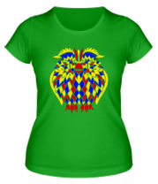 Женская футболка Сова разноцветная мозаика фото