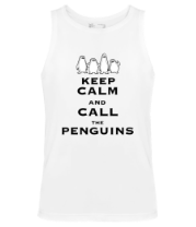 Мужская майка Keep calm and call the penguins of madagascar фото