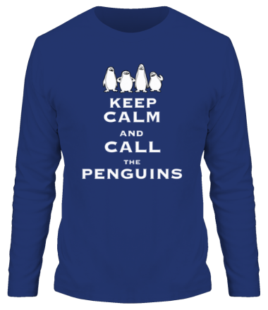 Мужская футболка длинный рукав Keep calm and call the penguins of madagascar
