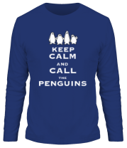 Мужская футболка длинный рукав Keep calm and call the penguins of madagascar фото