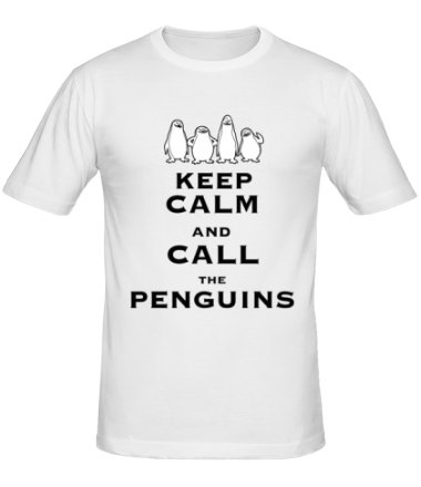 Мужская футболка Keep calm and call the penguins of madagascar