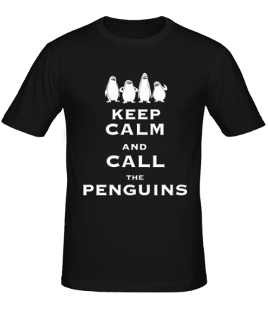 Мужская футболка Keep calm and call the penguins of madagascar