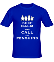 Мужская футболка Keep calm and call the penguins of madagascar фото