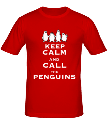 Мужская футболка Keep calm and call the penguins of madagascar