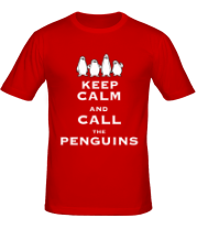 Мужская футболка Keep calm and call the penguins of madagascar фото