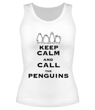 Женская майка борцовка Keep calm and call the penguins of madagascar