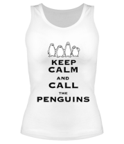 Женская майка борцовка Keep calm and call the penguins of madagascar фото