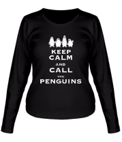 Женская футболка длинный рукав Keep calm and call the penguins of madagascar фото