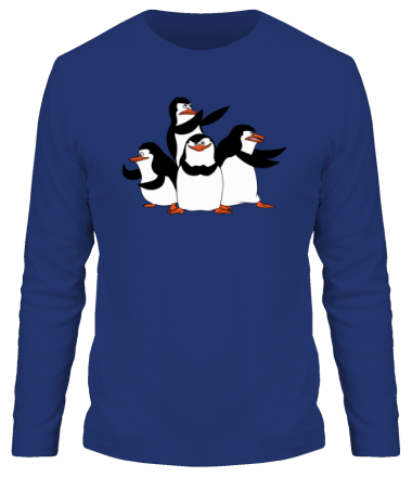 Мужская футболка длинный рукав Пингвины из Мадагаскара
