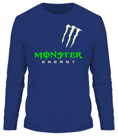 Мужская футболка длинный рукав Monster energy shoulder (glow)