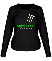 Женская футболка длинный рукав Monster energy shoulder (glow) фото