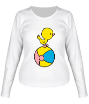 Женская футболка длинный рукав Утёнок с мячом фото