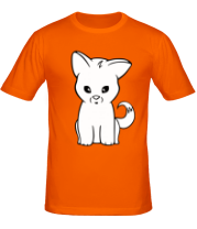 Мужская футболка Белый котик фото