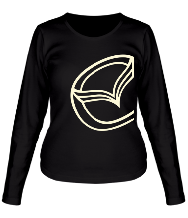 Женская футболка длинный рукав Мазда значок (свет)