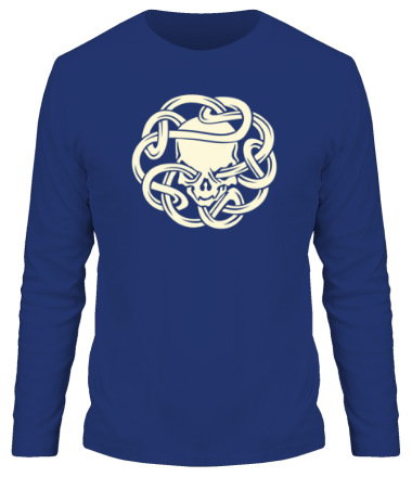Мужская футболка длинный рукав Череп с кельтскими узорами (свет)