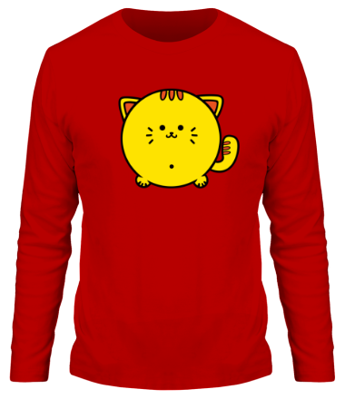 Мужская футболка длинный рукав Пухлый котик