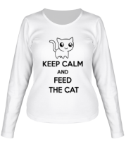Женская футболка длинный рукав Кормите котиков фото