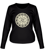 Женская футболка длинный рукав Кельтский щит (руна)(свет) фото