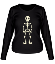 Женская футболка длинный рукав Скелетик (свет) фото
