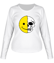 Женская футболка длинный рукав Смайлик черепок фото