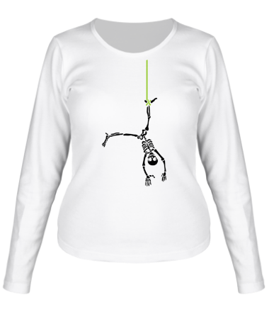 Женская футболка длинный рукав Висячий скелетик