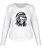 Женская футболка длинный рукав Скелет в скафандре фото