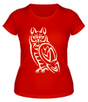 Женская футболка Сова кельтский орнамент (свет) фото