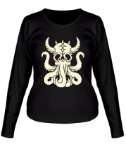 Женская футболка длинный рукав Морской демон (свет) фото
