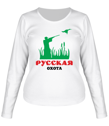 Женская футболка длинный рукав Русская охота (утки)
