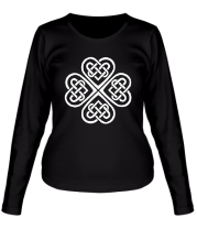 Женская футболка длинный рукав Клевер из кельтских узоров фото