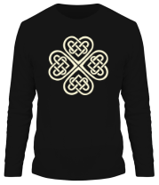 Мужская футболка длинный рукав Клевер из кельтских узоров (свет) фото