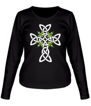 Женская футболка длинный рукав Крест из кельтских узоров фото