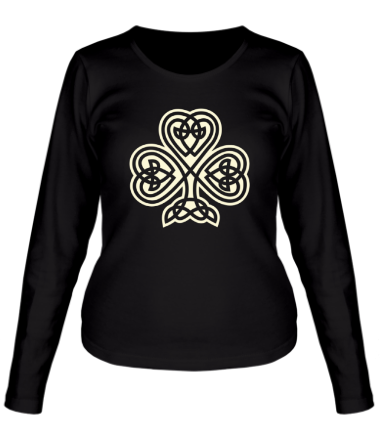 Женская футболка длинный рукав Кельтский клевер (свет)