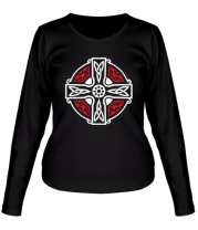Женская футболка длинный рукав Кельтский крест с узорами фото