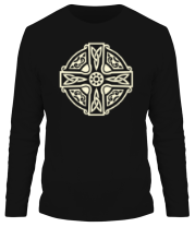 Мужская футболка длинный рукав Кельтский крест с узорами (свет) фото