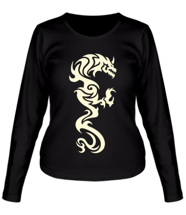 Женская футболка длинный рукав Дракон татуировка (свет)