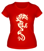 Женская футболка Дракон татуировка (свет) фото