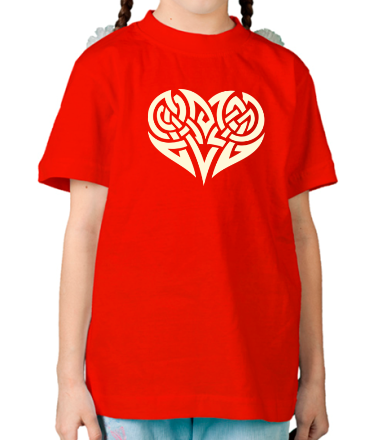 Детская футболка Кельтские узоры в форме сердца (свет)