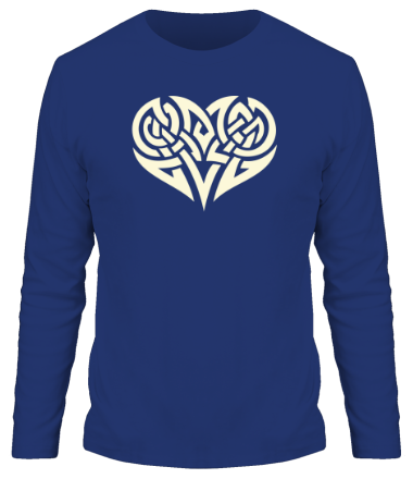 Мужская футболка длинный рукав Кельтские узоры в форме сердца (свет)