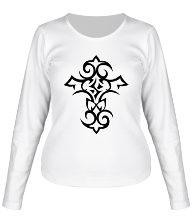 Женская футболка длинный рукав Тату крест